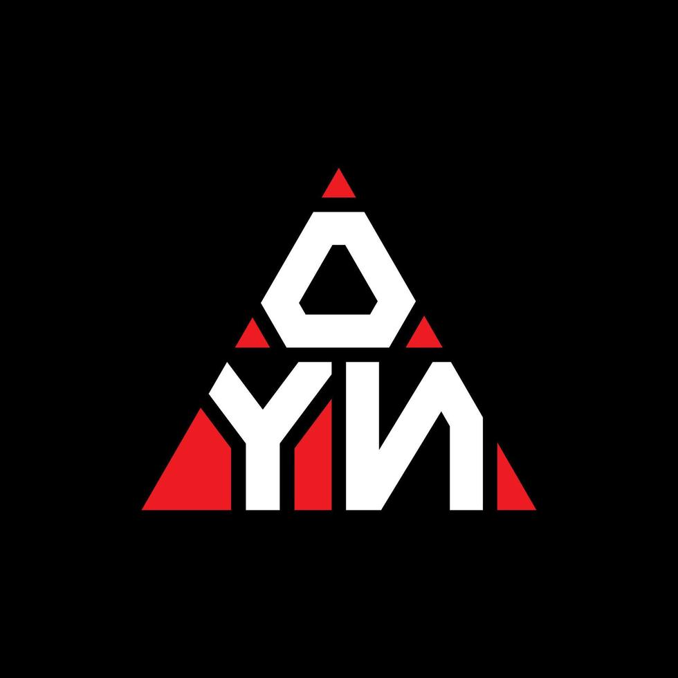 design de logotipo de letra triângulo oyn com forma de triângulo. monograma de design de logotipo de triângulo oyn. modelo de logotipo de vetor de triângulo oyn com cor vermelha. oyn logotipo triangular logotipo simples, elegante e luxuoso.