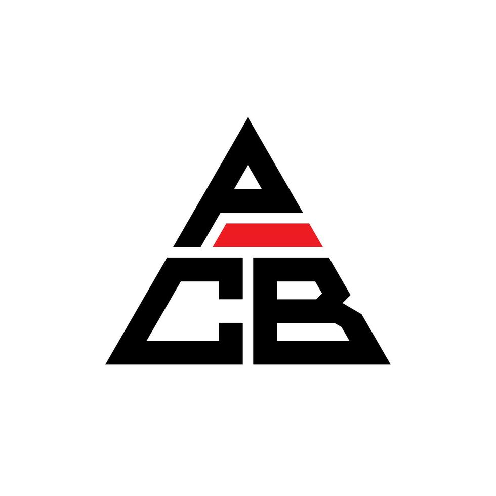 design de logotipo de letra de triângulo pcb com forma de triângulo. monograma de design de logotipo de triângulo pcb. modelo de logotipo de vetor de triângulo pcb com cor vermelha. logotipo triangular pcb logotipo simples, elegante e luxuoso.