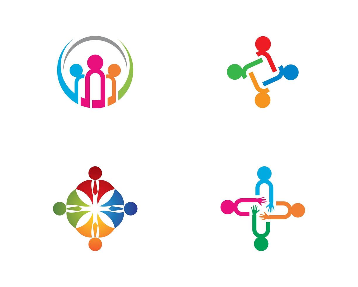 conjunto de logotipo colorido da comunidade vetor
