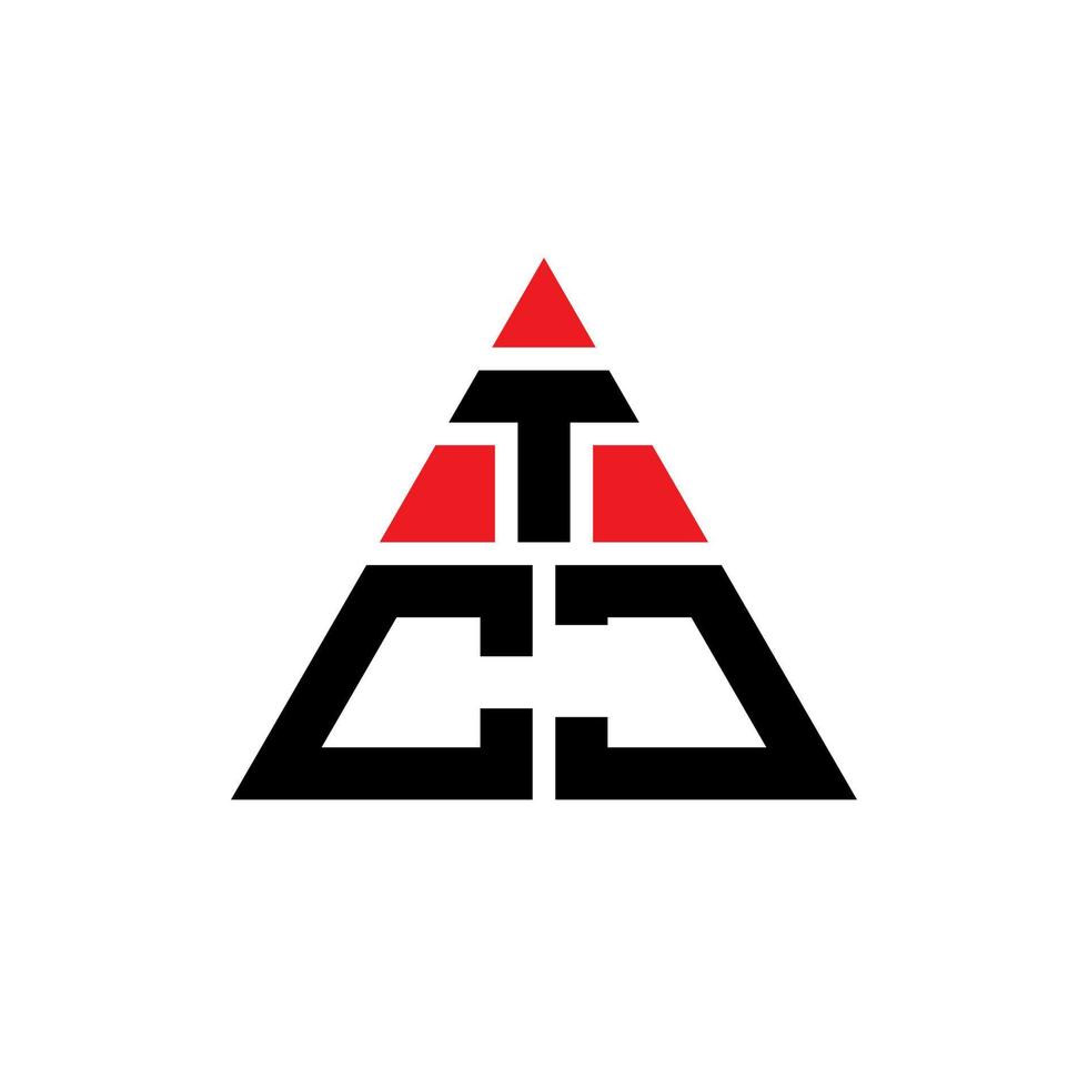 design de logotipo de letra de triângulo tcj com forma de triângulo. monograma de design de logotipo de triângulo tcj. modelo de logotipo de vetor de triângulo tcj com cor vermelha. logotipo triangular tcj logotipo simples, elegante e luxuoso.