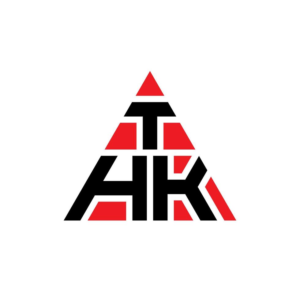 design de logotipo de letra triângulo thk com forma de triângulo. monograma de design de logotipo de triângulo thk. modelo de logotipo de vetor de triângulo thk com cor vermelha. thk logotipo triangular logotipo simples, elegante e luxuoso.