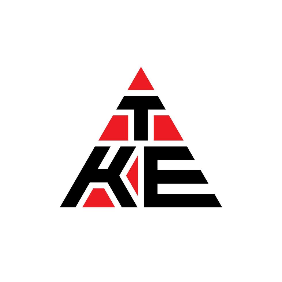 tke design de logotipo de letra de triângulo com forma de triângulo. monograma de design de logotipo de triângulo tke. modelo de logotipo de vetor de triângulo tke com cor vermelha. tke logotipo triangular logotipo simples, elegante e luxuoso.