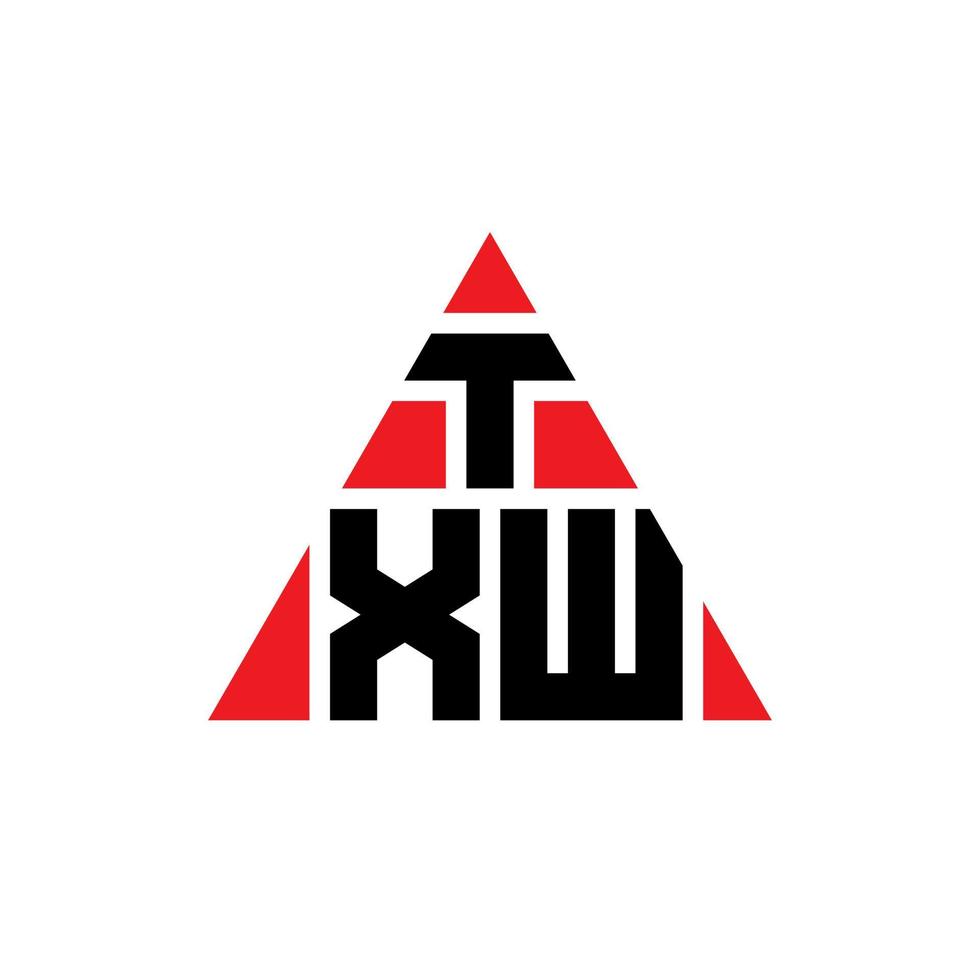 design de logotipo de letra de triângulo txw com forma de triângulo. monograma de design de logotipo de triângulo txw. modelo de logotipo de vetor de triângulo txw com cor vermelha. txw logotipo triangular simples, elegante e luxuoso.