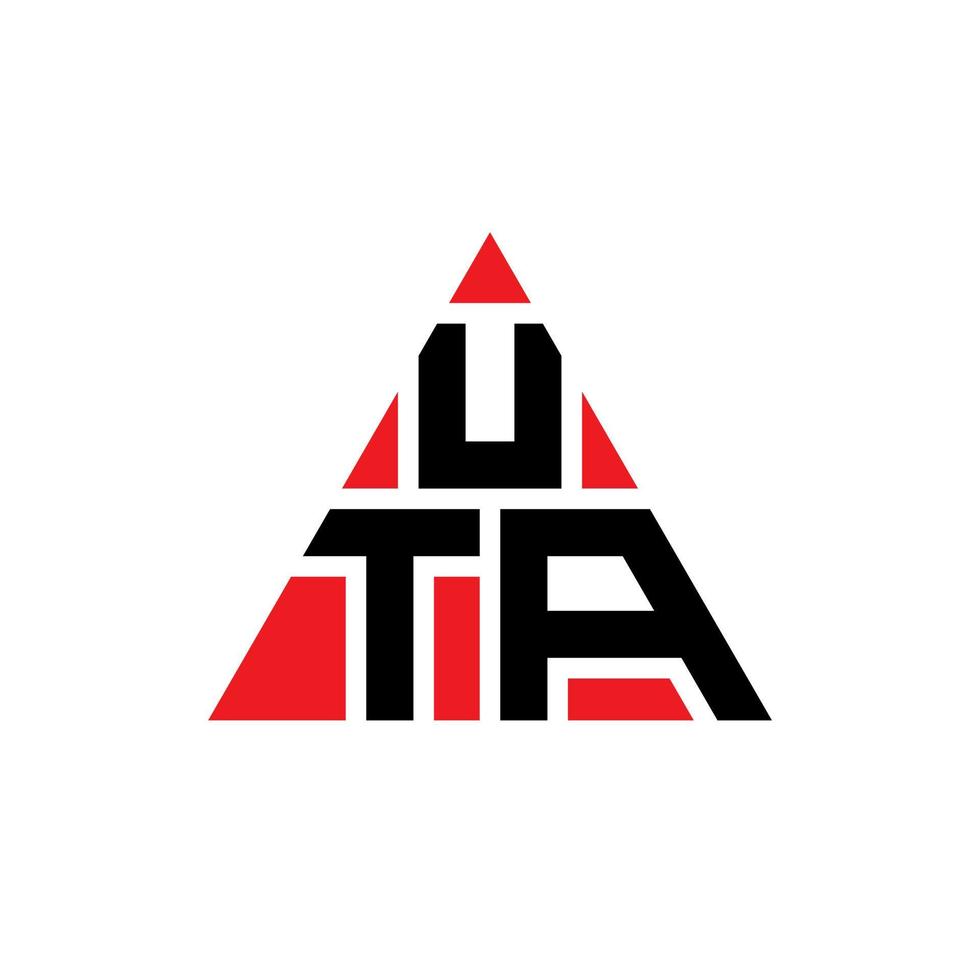 design de logotipo de letra triângulo uta com forma de triângulo. monograma de design de logotipo de triângulo uta. modelo de logotipo de vetor de triângulo uta com cor vermelha. uta logotipo triangular logotipo simples, elegante e luxuoso.
