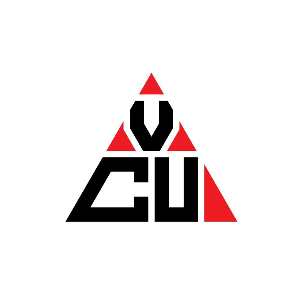 design de logotipo de letra de triângulo vcu com forma de triângulo. monograma de design de logotipo de triângulo vcu. modelo de logotipo de vetor de triângulo vcu com cor vermelha. logotipo triangular vcu logotipo simples, elegante e luxuoso.