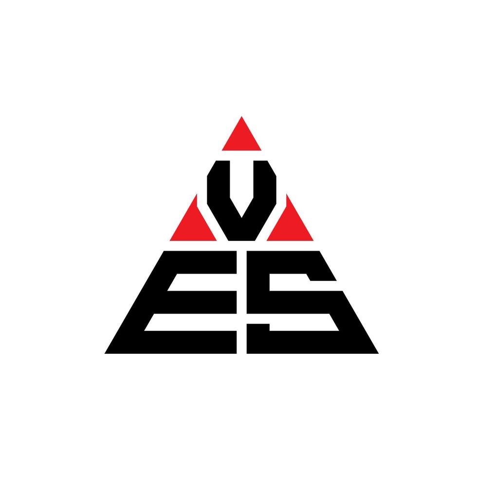design de logotipo de letra de triângulo ves com forma de triângulo. monograma de design de logotipo de triângulo ves. modelo de logotipo de vetor de triângulo ves com cor vermelha. ves logo triangular logo simples, elegante e luxuoso.
