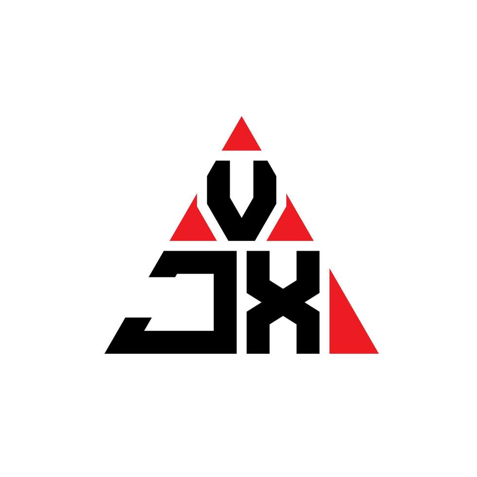 design de logotipo de letra de triângulo vjx com forma de triângulo. monograma de design de logotipo de triângulo vjx. modelo de logotipo de vetor de triângulo vjx com cor vermelha. logotipo triangular vjx logotipo simples, elegante e luxuoso.