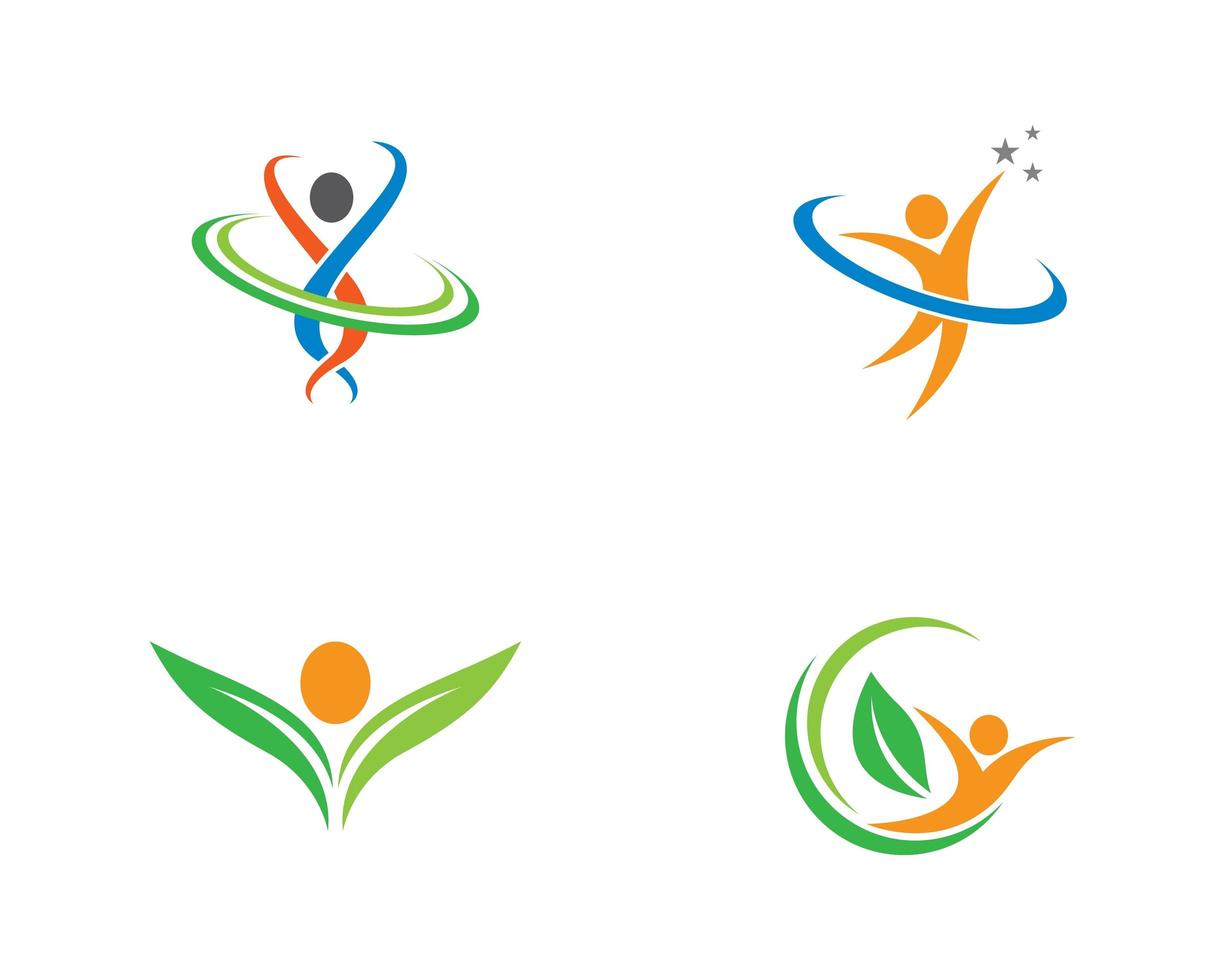 conjunto de logotipo de vida natural saudável vetor