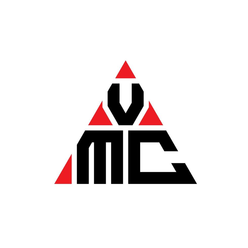 design de logotipo de letra de triângulo vmc com forma de triângulo. monograma de design de logotipo de triângulo vmc. modelo de logotipo de vetor de triângulo vmc com cor vermelha. logotipo triangular vmc logotipo simples, elegante e luxuoso.