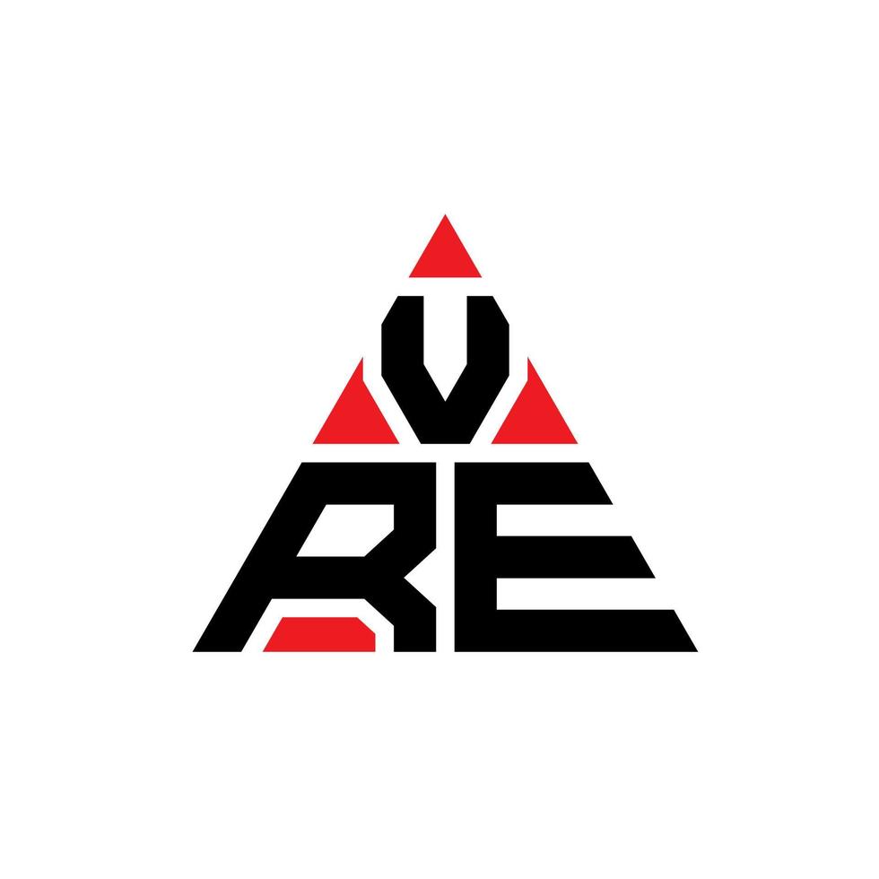 design de logotipo de letra de triângulo vre com forma de triângulo. monograma de design de logotipo de triângulo vre. modelo de logotipo de vetor de triângulo vre com cor vermelha. logotipo triangular vre logotipo simples, elegante e luxuoso.