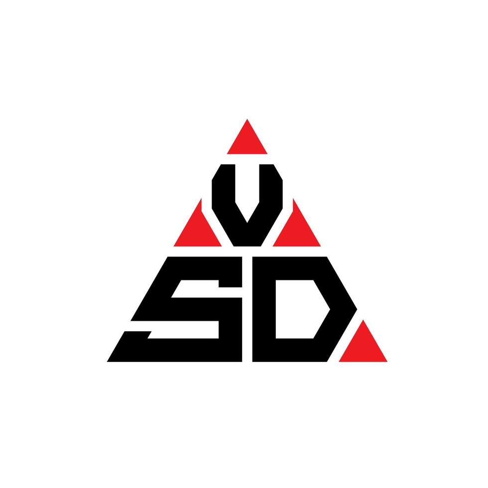 design de logotipo de letra de triângulo vsd com forma de triângulo. monograma de design de logotipo de triângulo vsd. modelo de logotipo de vetor de triângulo vsd com cor vermelha. logotipo triangular vsd logotipo simples, elegante e luxuoso.