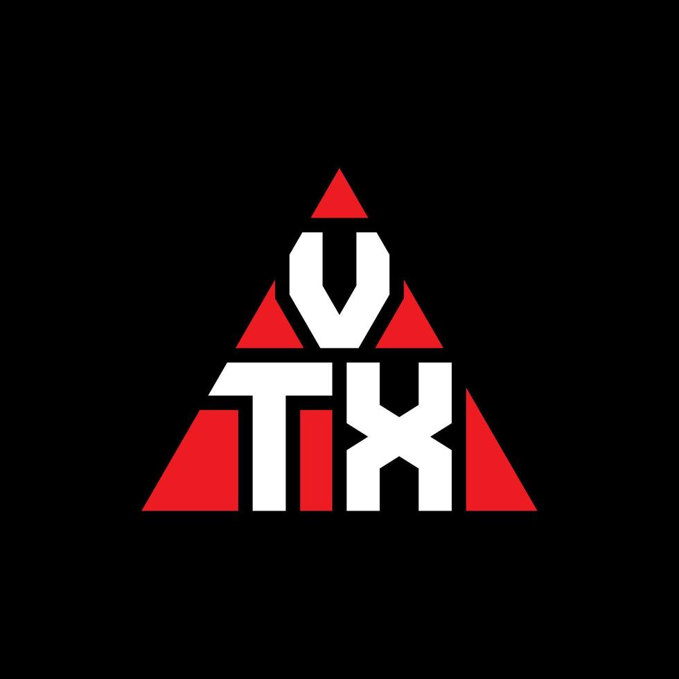 design de logotipo de letra de triângulo vtx com forma de triângulo. monograma de design de logotipo de triângulo vtx. modelo de logotipo de vetor de triângulo vtx com cor vermelha. logotipo triangular vtx logotipo simples, elegante e luxuoso.