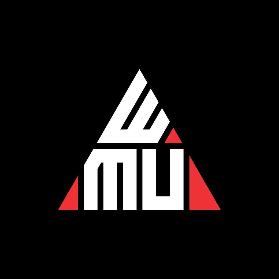 design de logotipo de letra triângulo wmu com forma de triângulo. monograma de design de logotipo de triângulo wmu. modelo de logotipo de vetor de triângulo wmu com cor vermelha. logotipo triangular wmu logotipo simples, elegante e luxuoso.