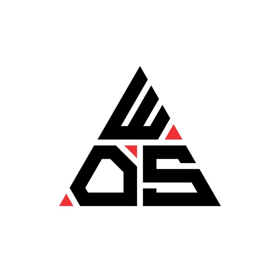 design de logotipo de letra triangular wos com forma de triângulo. monograma de design de logotipo de triângulo wos. modelo de logotipo de vetor wos triângulo com cor vermelha. wos logotipo triangular simples, elegante e luxuoso logotipo.