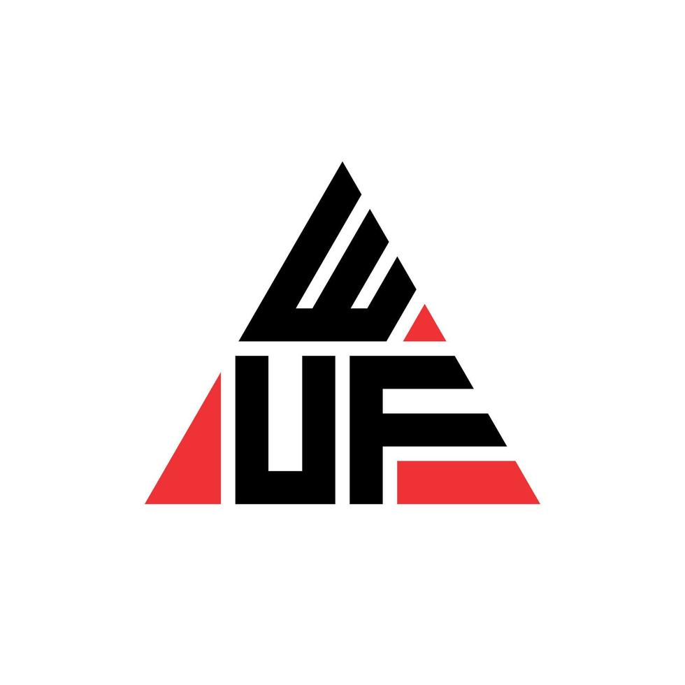 design de logotipo de letra triangular wuf com forma de triângulo. monograma de design de logotipo de triângulo wuf. modelo de logotipo de vetor wuf triângulo com cor vermelha. logotipo triangular wuf logotipo simples, elegante e luxuoso.