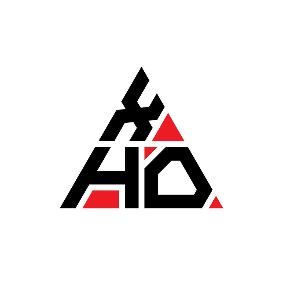 design de logotipo de letra de triângulo xho com forma de triângulo. monograma de design de logotipo de triângulo xho. modelo de logotipo de vetor de triângulo xho com cor vermelha. xho logotipo triangular logotipo simples, elegante e luxuoso.
