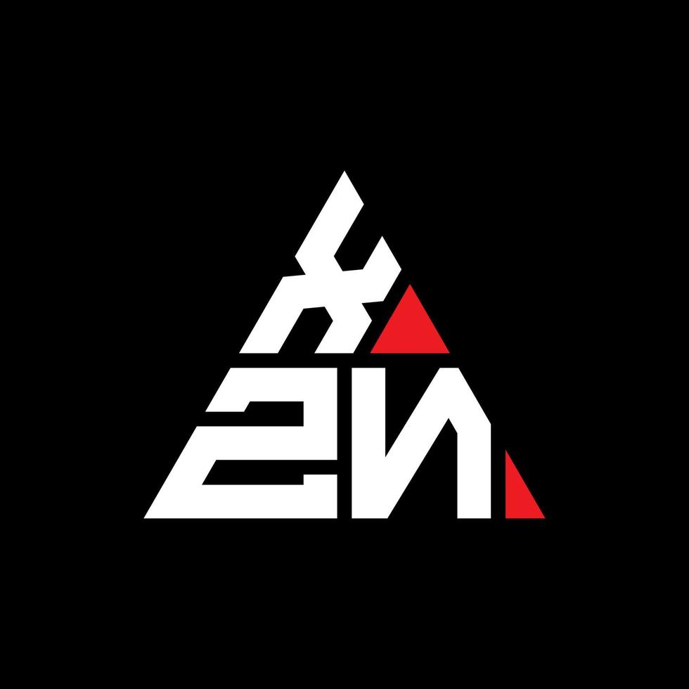 design de logotipo de letra de triângulo xzn com forma de triângulo. monograma de design de logotipo de triângulo xzn. modelo de logotipo de vetor de triângulo xzn com cor vermelha. xzn logotipo triangular logotipo simples, elegante e luxuoso.