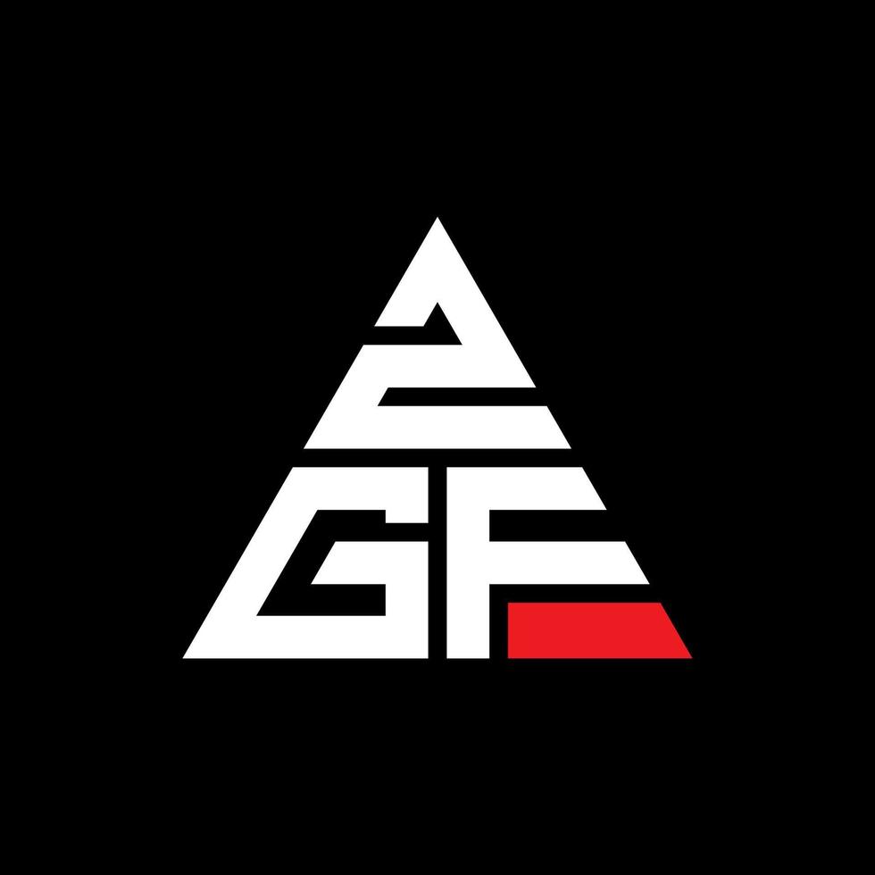 design de logotipo de letra de triângulo zgf com forma de triângulo. monograma de design de logotipo de triângulo zgf. modelo de logotipo de vetor de triângulo zgf com cor vermelha. logotipo triangular zgf logotipo simples, elegante e luxuoso.