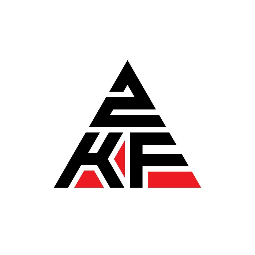 design de logotipo de letra de triângulo zkf com forma de triângulo. monograma de design de logotipo de triângulo zkf. modelo de logotipo de vetor de triângulo zkf com cor vermelha. logotipo triangular zkf logotipo simples, elegante e luxuoso.