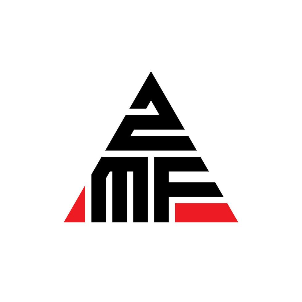 design de logotipo de letra de triângulo zmf com forma de triângulo. monograma de design de logotipo de triângulo zmf. modelo de logotipo de vetor de triângulo zmf com cor vermelha. logotipo triangular zmf logotipo simples, elegante e luxuoso.