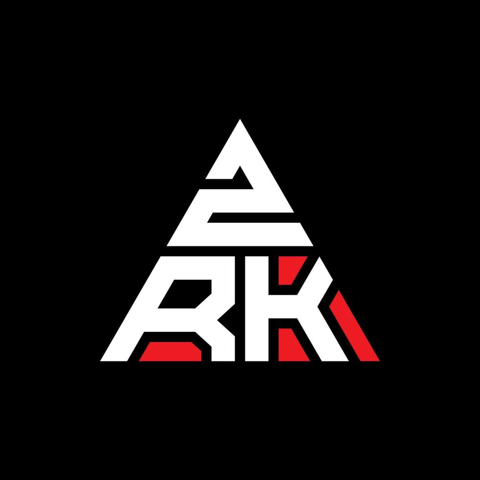 design de logotipo de letra de triângulo zrk com forma de triângulo. monograma de design de logotipo de triângulo zrk. modelo de logotipo de vetor de triângulo zrk com cor vermelha. zrk logotipo triangular logotipo simples, elegante e luxuoso.