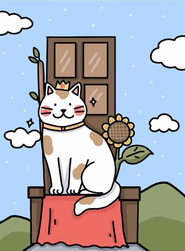 conceito de cartão de tarô com design vetorial de ilustração de gato vetor