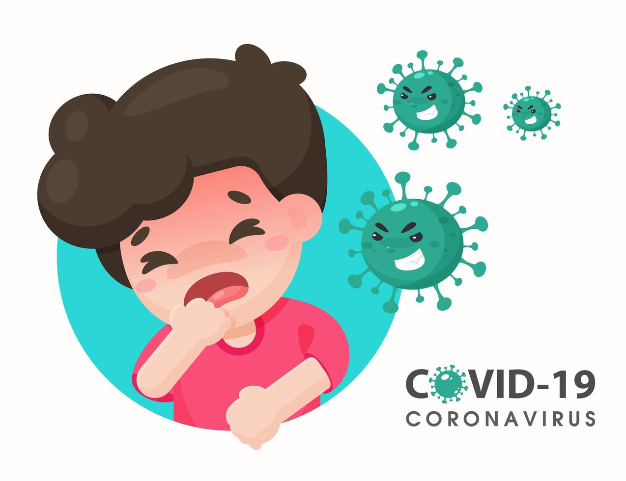 menino de desenhos animados infectado por coronavírus vetor