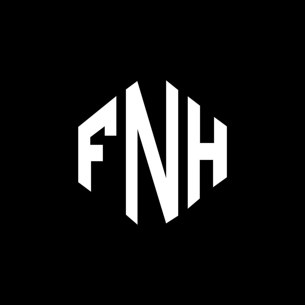 design de logotipo de carta fnh com forma de polígono. fnh polígono e design de logotipo em forma de cubo. fnh hexagon vector logo template cores brancas e pretas. fnh monograma, logotipo de negócios e imóveis.