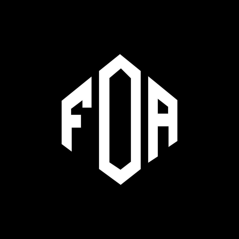 design de logotipo de carta foa com forma de polígono. Foa polígono e design de logotipo em forma de cubo. foa hexágono modelo de logotipo de vetor cores brancas e pretas. foa monograma, logotipo de negócios e imóveis.