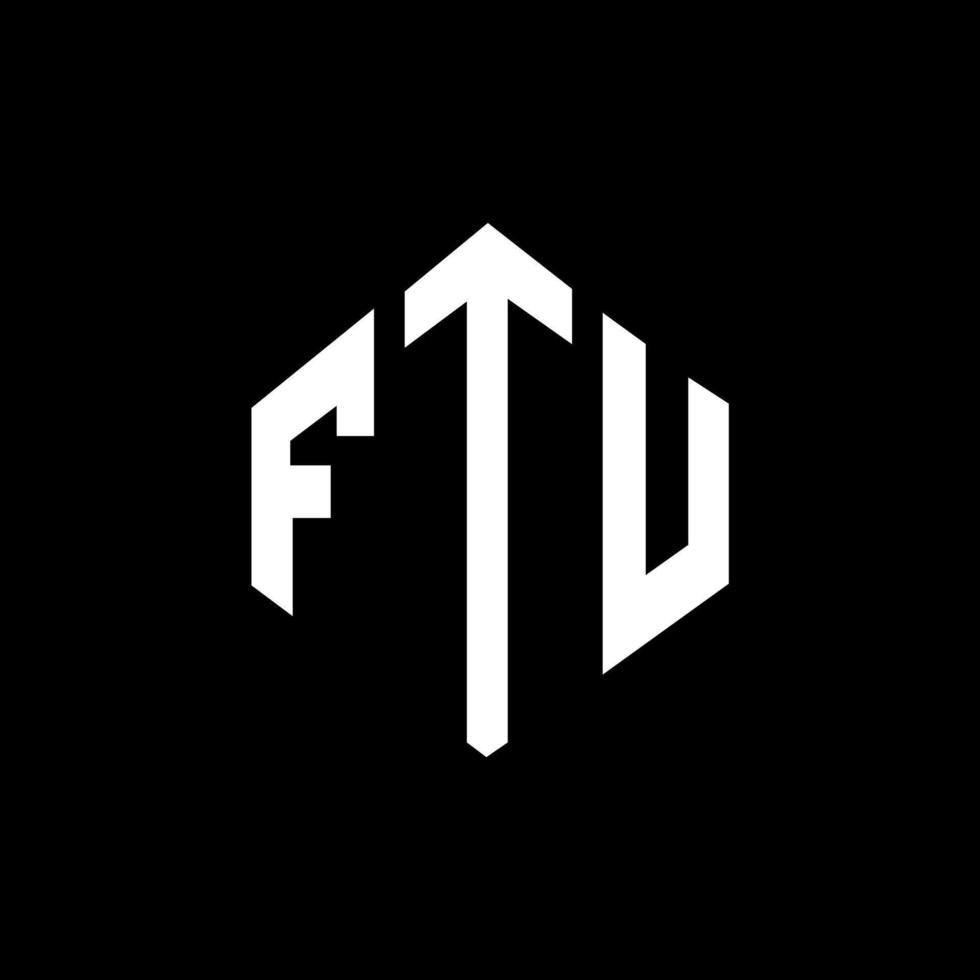 design de logotipo de letra ftu com forma de polígono. polígono ftu e design de logotipo em forma de cubo. modelo de logotipo de vetor hexágono ftu cores brancas e pretas. monograma ftu, logotipo de negócios e imóveis.