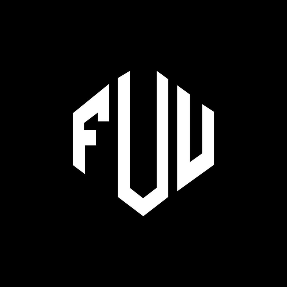 design de logotipo de carta fuu com forma de polígono. fuu polígono e design de logotipo em forma de cubo. fuu hexágono modelo de logotipo de vetor cores brancas e pretas. fuu monograma, logotipo de negócios e imóveis.