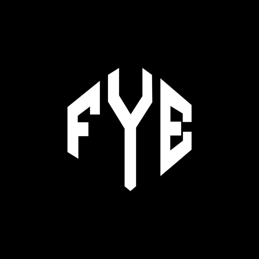 design de logotipo de carta fye com forma de polígono. fye polígono e design de logotipo em forma de cubo. fye modelo de logotipo de vetor hexágono cores brancas e pretas. fye monograma, logotipo de negócios e imóveis.