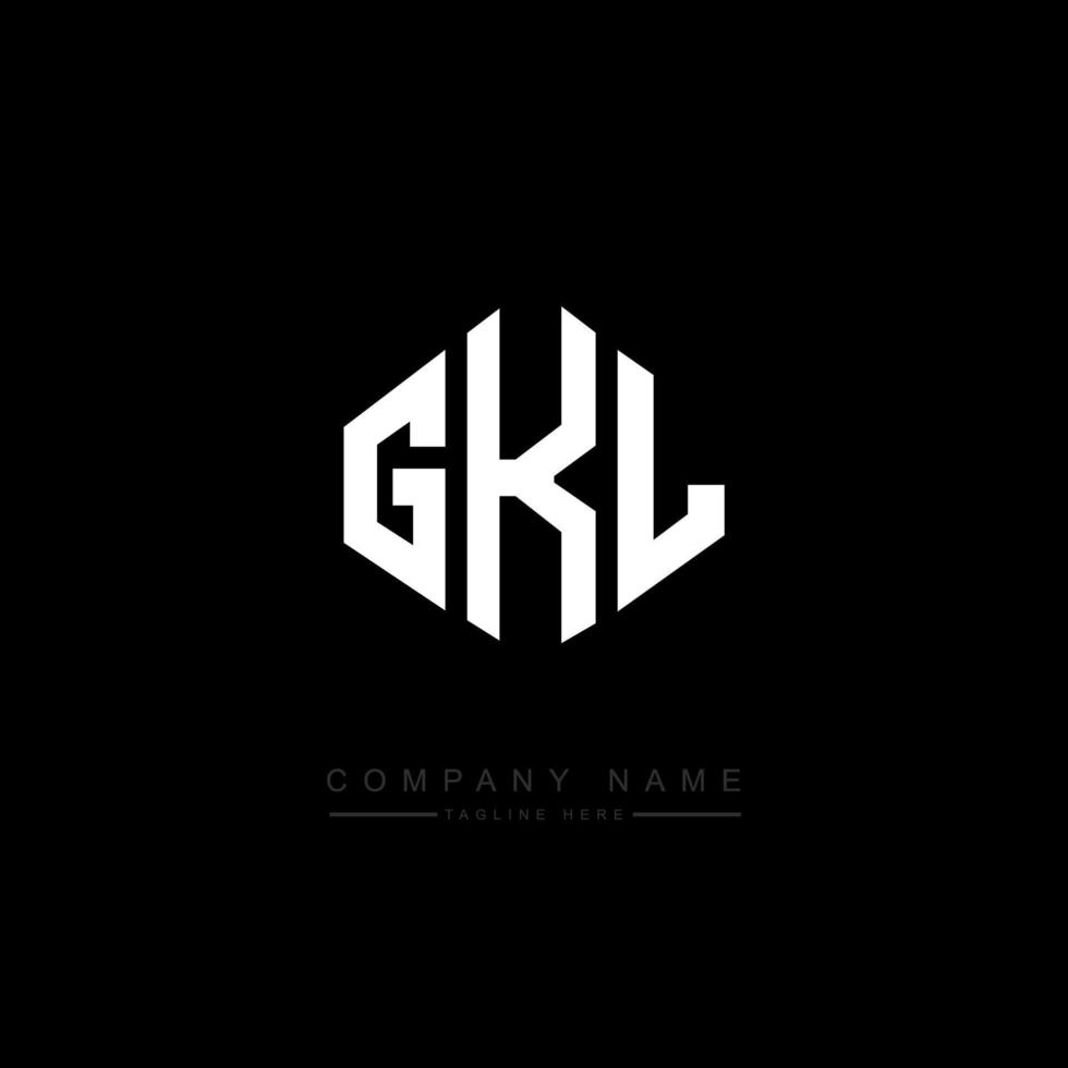 design de logotipo de carta gkl com forma de polígono. gkl polígono e design de logotipo em forma de cubo. gkl hexágono modelo de logotipo de vetor cores brancas e pretas. gkl monograma, logotipo de negócios e imóveis.