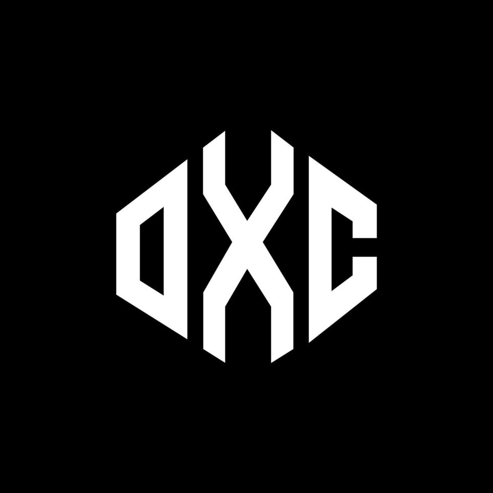 design de logotipo de carta oxc com forma de polígono. polígono oxc e design de logotipo em forma de cubo. modelo de logotipo de vetor hexágono oxc cores brancas e pretas. monograma oxc, logotipo de negócios e imóveis.