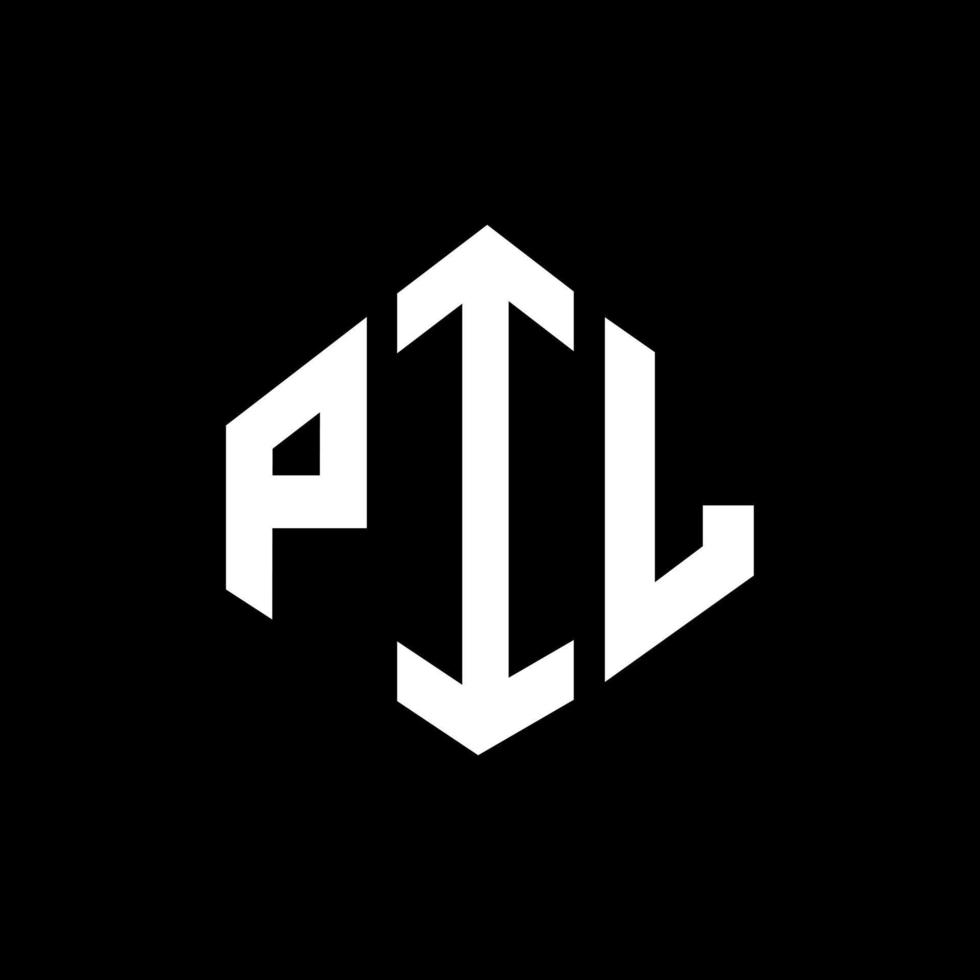 design de logotipo de carta pil com forma de polígono. pil polígono e design de logotipo em forma de cubo. pil hexágono modelo de logotipo de vetor cores brancas e pretas. pil monograma, logotipo de negócios e imóveis.