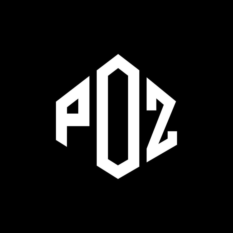 design de logotipo de carta poz com forma de polígono. poz polígono e design de logotipo em forma de cubo. poz hexágono modelo de logotipo de vetor cores brancas e pretas. poz monograma, logotipo de negócios e imóveis.