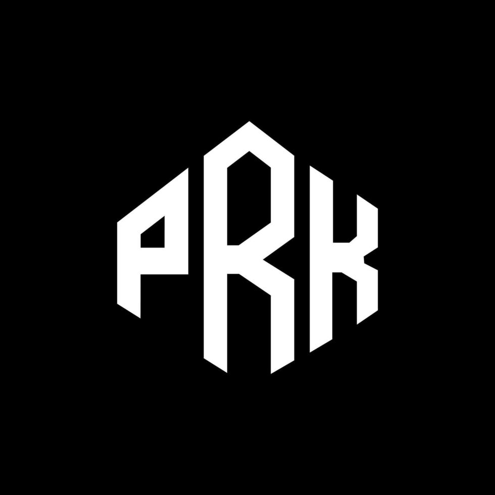 design de logotipo de carta prk com forma de polígono. prk polígono e design de logotipo em forma de cubo. prk modelo de logotipo de vetor hexágono cores brancas e pretas. prk monograma, logotipo de negócios e imóveis.