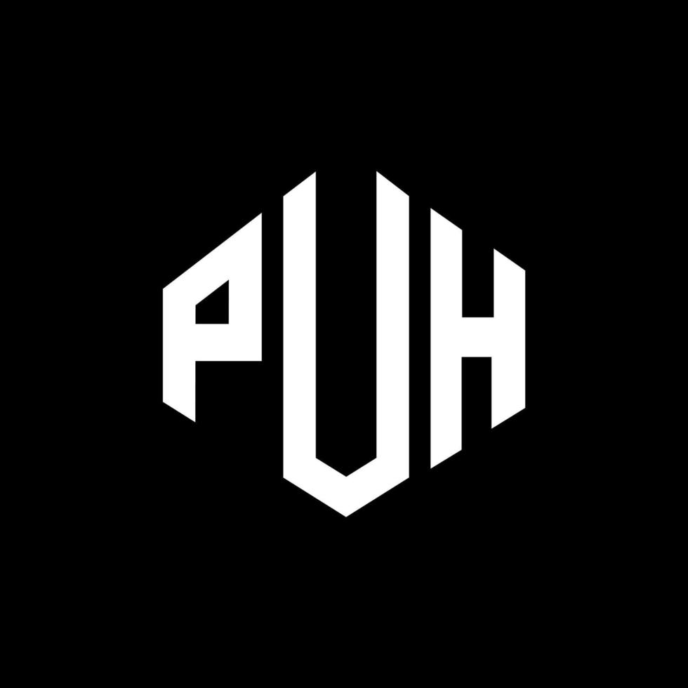 design de logotipo de letra puh com forma de polígono. puh polígono e design de logotipo em forma de cubo. puh hexágono modelo de logotipo de vetor cores brancas e pretas. puh monograma, logotipo de negócios e imóveis.