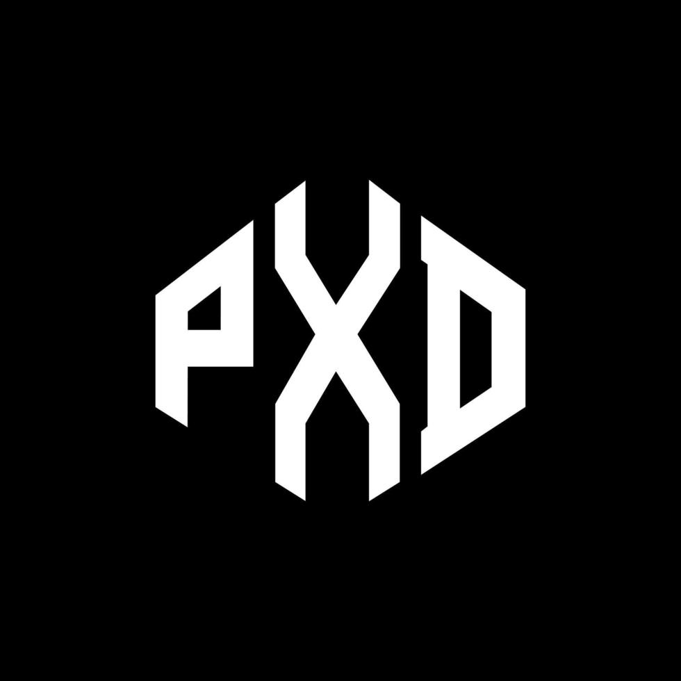 design de logotipo de letra pxd com forma de polígono. pxd polígono e design de logotipo em forma de cubo. modelo de logotipo de vetor hexágono pxd cores brancas e pretas. pxd monograma, logotipo de negócios e imóveis.