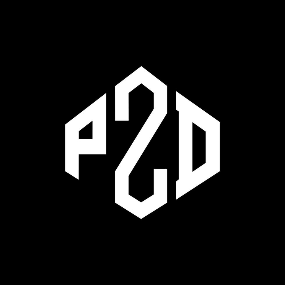 design de logotipo de carta pzd com forma de polígono. pzd polígono e design de logotipo em forma de cubo. pzd hexagon vector logo template cores brancas e pretas. pzd monograma, logotipo de negócios e imóveis.