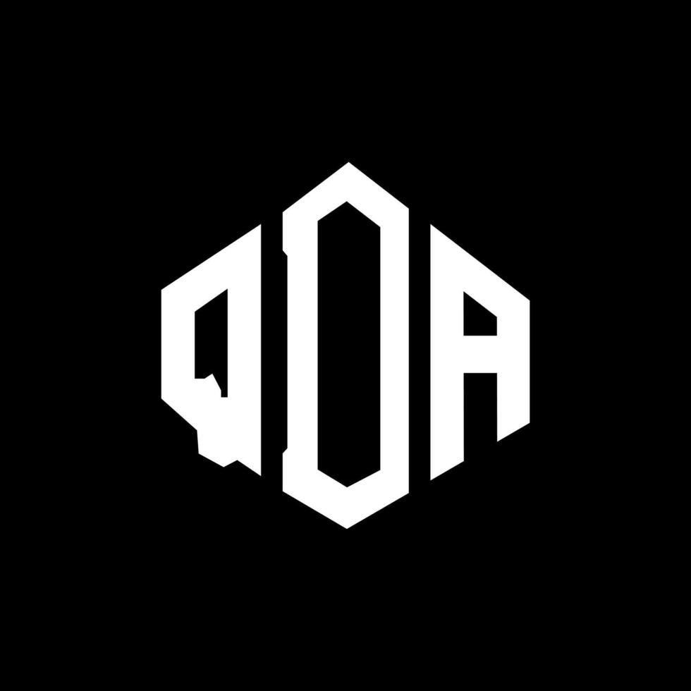 design de logotipo de carta qda com forma de polígono. qda polígono e design de logotipo em forma de cubo. qda hexagon vector logo template cores brancas e pretas. monograma qda, logotipo comercial e imobiliário.