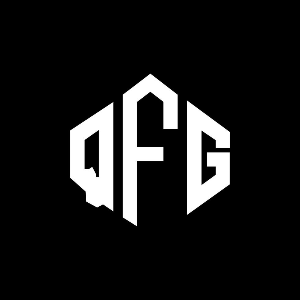 design de logotipo de letra qfg com forma de polígono. qfg polígono e design de logotipo em forma de cubo. qfg hexagon vector logo template cores brancas e pretas. monograma qfg, logotipo comercial e imobiliário.