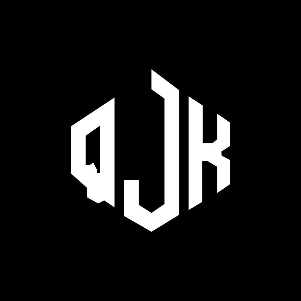 design de logotipo de letra qjk com forma de polígono. qjk polígono e design de logotipo em forma de cubo. qjk modelo de logotipo de vetor hexágono cores brancas e pretas. monograma qjk, logotipo comercial e imobiliário.