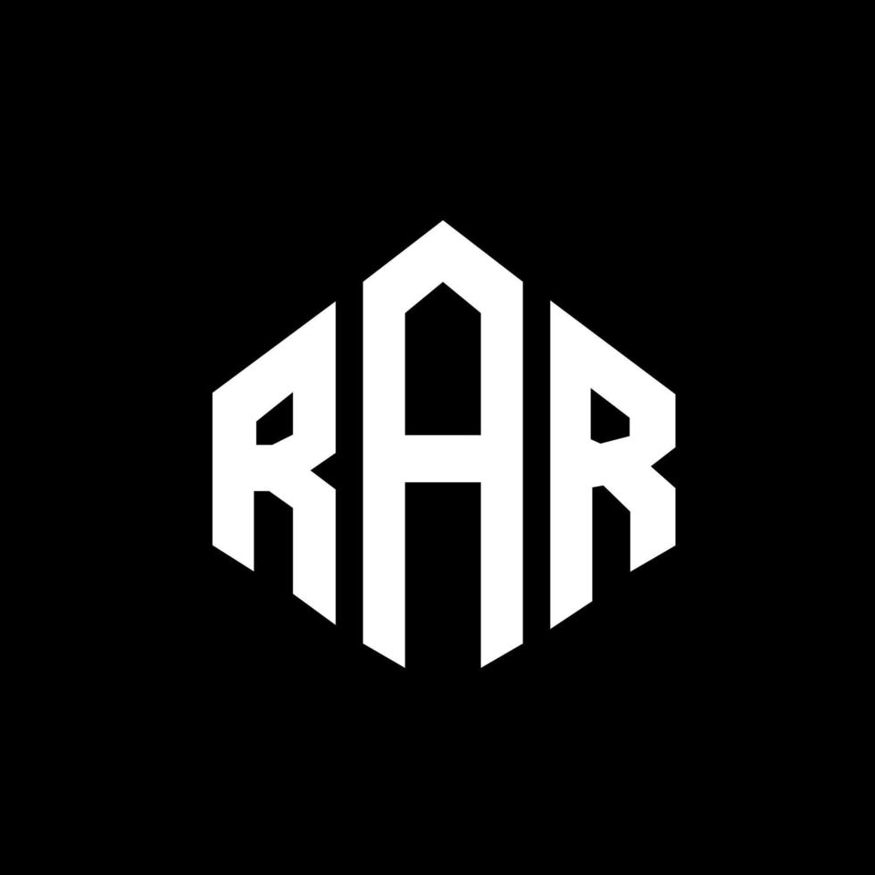 design de logotipo de letra rar com forma de polígono. rar polígono e design de logotipo em forma de cubo. modelo de logotipo de vetor hexágono rar cores brancas e pretas. rar monograma, logotipo de negócios e imóveis.