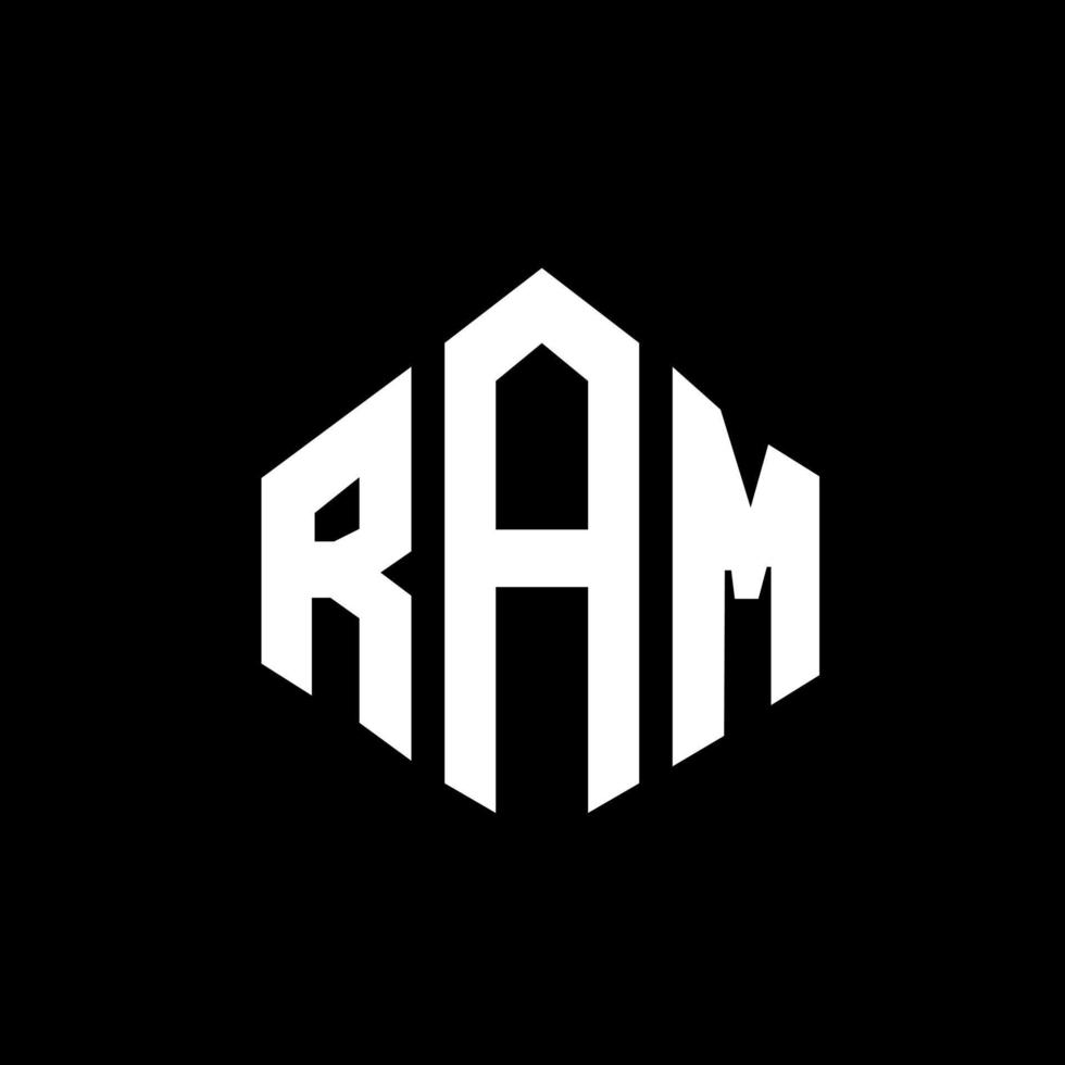 design de logotipo de carta de ram com forma de polígono. ram polígono e design de logotipo em forma de cubo. modelo de logotipo de vetor ram hexágono cores brancas e pretas. monograma de ram, logotipo de negócios e imóveis.