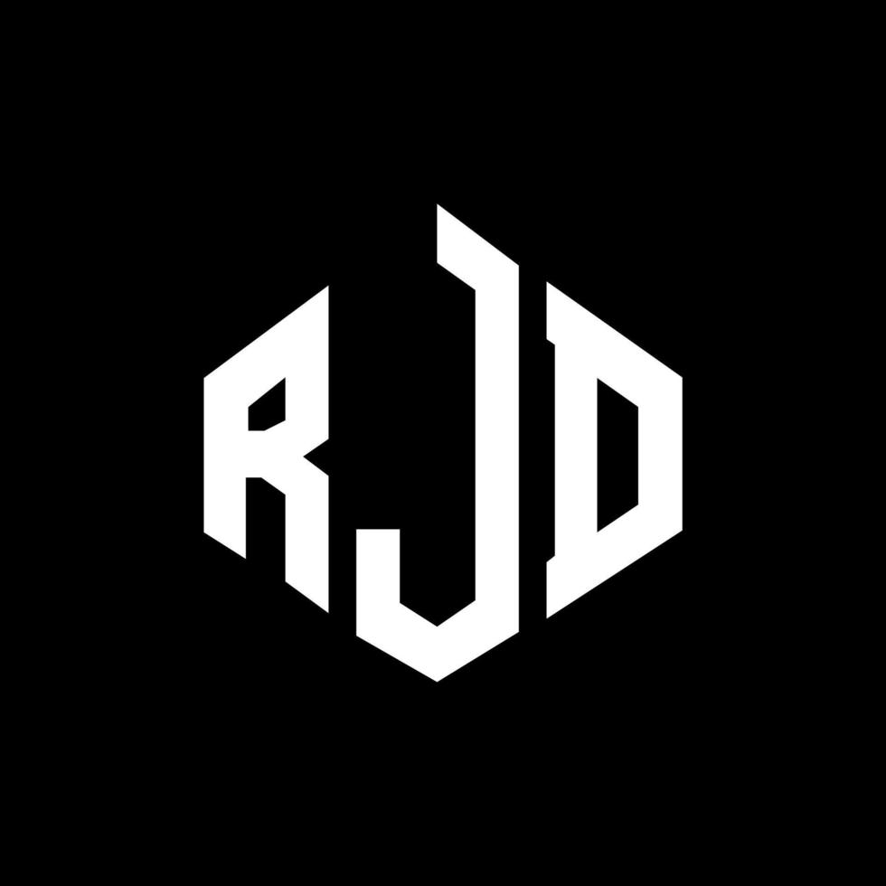 design de logotipo de carta rjd com forma de polígono. rjd polígono e design de logotipo em forma de cubo. rjd hexagon vector logo template cores brancas e pretas. rjd monograma, logotipo de negócios e imóveis.