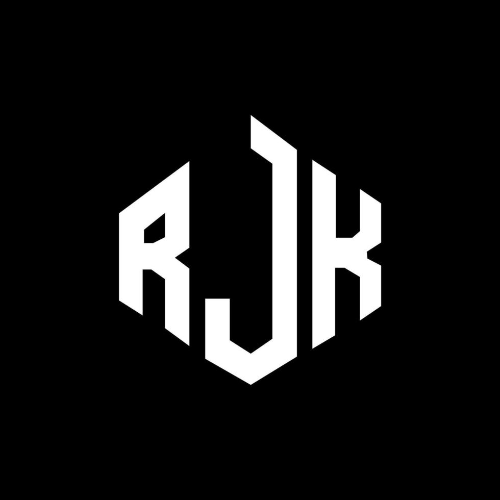 design de logotipo de carta rjk com forma de polígono. rjk polígono e design de logotipo em forma de cubo. rjk hexágono vector logotipo modelo cores brancas e pretas. rjk monograma, logotipo de negócios e imóveis.