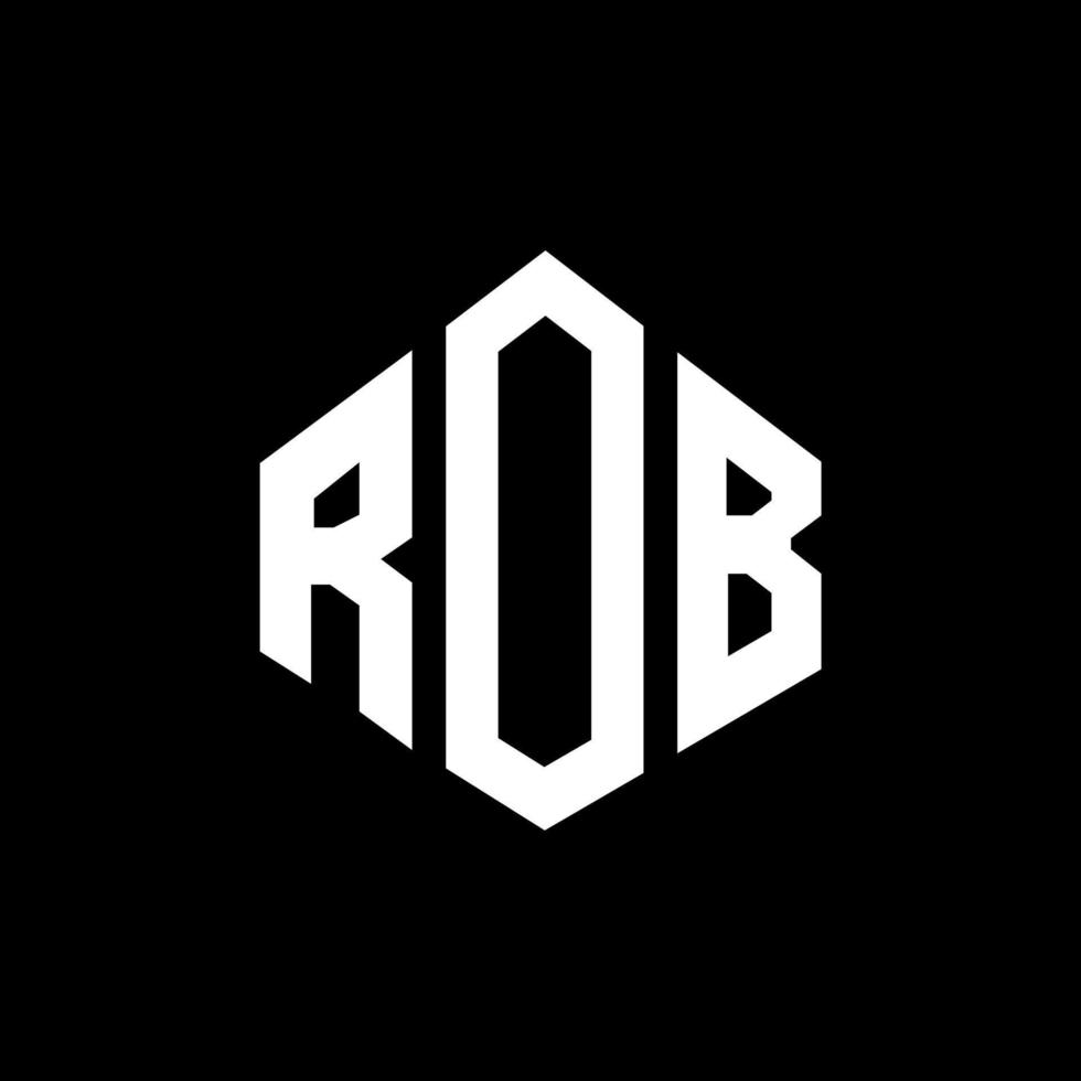 rob design de logotipo de carta com forma de polígono. rob design de logotipo em forma de polígono e cubo. rob modelo de logotipo de vetor hexágono cores brancas e pretas. roubar monograma, logotipo de negócios e imóveis.