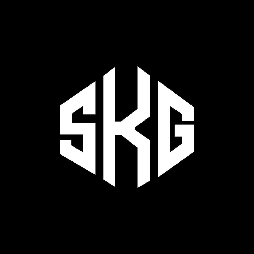 design de logotipo de carta skg com forma de polígono. skg polígono e design de logotipo em forma de cubo. skg modelo de logotipo de vetor hexágono cores brancas e pretas. skg monograma, logotipo comercial e imobiliário.