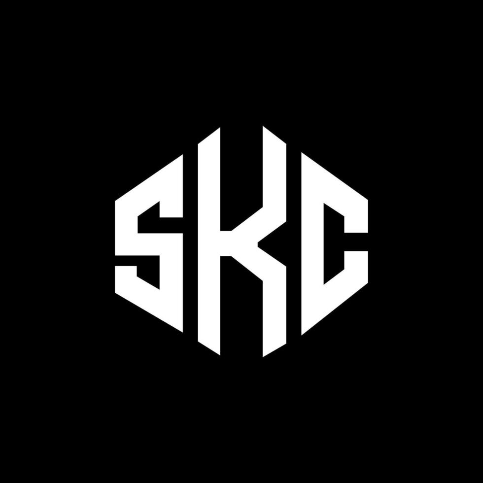 design de logotipo de carta skc com forma de polígono. skc polígono e design de logotipo em forma de cubo. modelo de logotipo de vetor hexágono skc cores brancas e pretas. skc monograma, logotipo de negócios e imóveis.